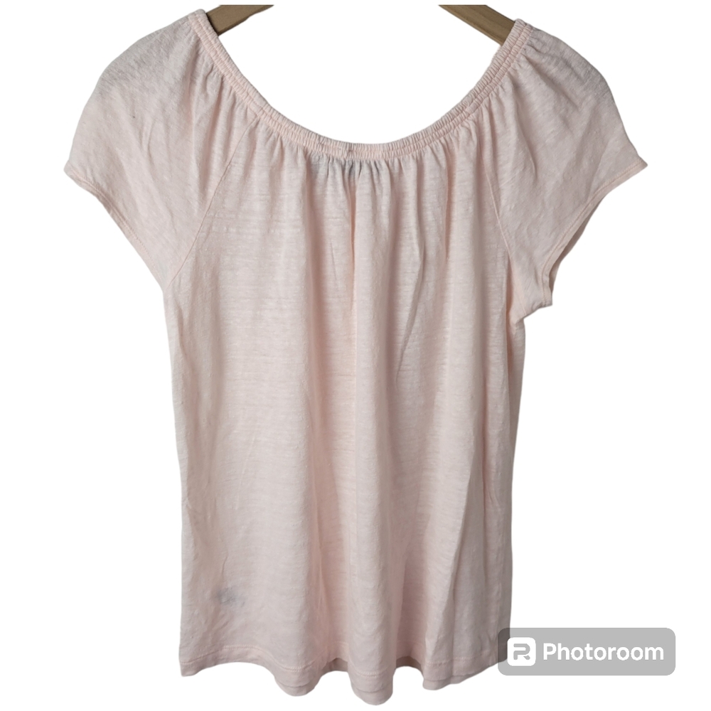 Kenar | Light Pink Linen Cap Sleeve Off Shoulder Top